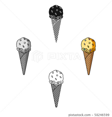 Ice cream in waffle cone icon in cartoon,black style isolated on white background. Ice cream symbol Ice cream in waffle cone icon in cartoon,black style isolated on white background. Ice cream symbol 58246599
