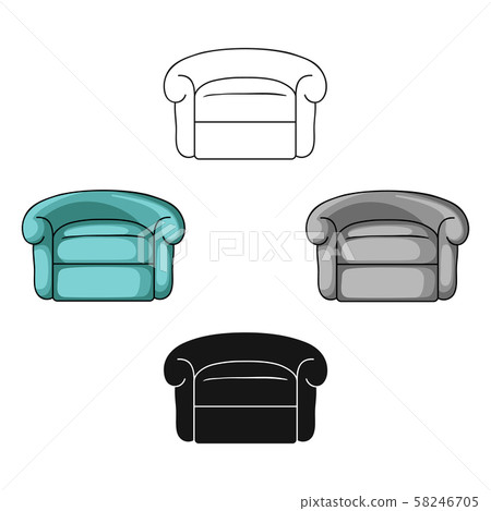 Armchair icon in cartoon,black style isolated on white background. Furniture and home interior 58246705