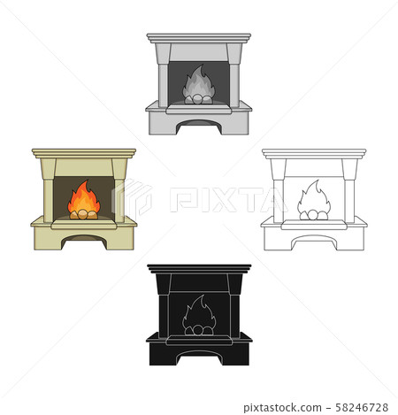 Fire, warmth and comfort. Fireplace single icon in cartoon,black style vector symbol stock Fire, warmth and comfort. Fireplace single icon in cartoon,black style vector symbol stock 58246728