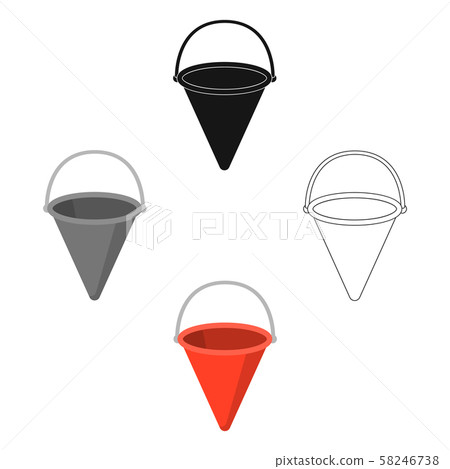 Red metal fire bucket icon cartoon,black. Single silhouette fire equipment icon from the big fire Red metal fire bucket icon cartoon,black. Single silhouette fire equipment icon from the big fire 58246738