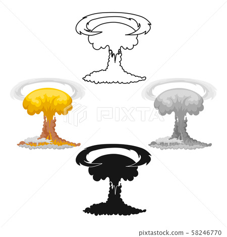 Nuclear explosion icon in cartoon,black style isolated on white background. Explosions symbol stock 58246770