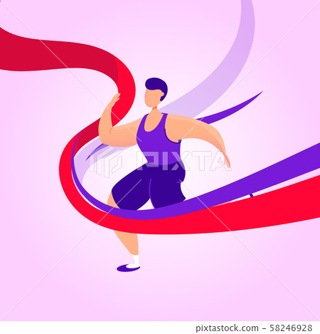 Running man with a red ribbon runs a marathon. 58246928