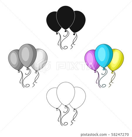 Blue pink and yellow balloons for children. Children s toys in the amusement park.Amusement park Blue pink and yellow balloons for children. Children s toys in the amusement park.Amusement park 58247270