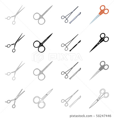 Isolated object of scissor and craft logo. Set of scissor and open stock symbol for web. 58247446