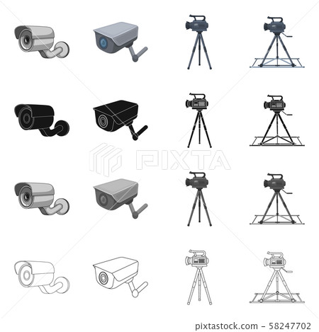 Isolated object of camcorder and camera icon. Set of camcorder and dashboard vector icon for stock. Isolated object of camcorder and camera icon. Set of camcorder and dashboard vector icon for stock. 58247702
