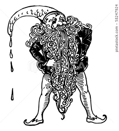 Dwarf with Long Beard & Hat, vintage illustration - Stock Illustration ...