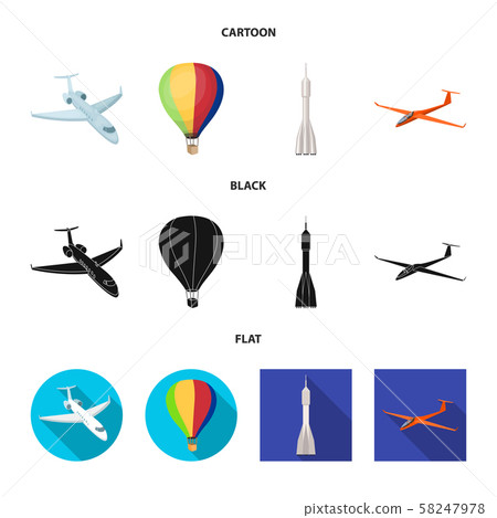 Isolated object of transport and object symbol. Set of transport and gliding stock symbol for web. 58247978