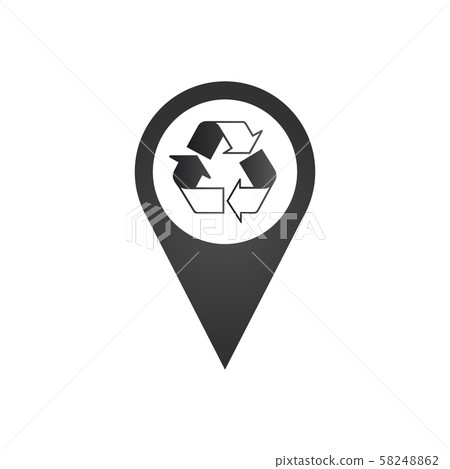 Recycle symbol inside map pin. Location pointer Recycle symbol inside map pin. Location pointer 58248862