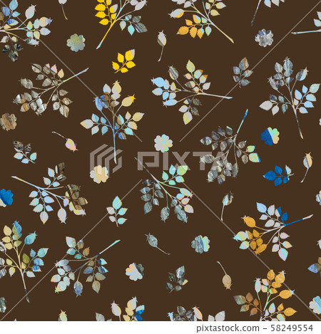 Autumn seamless pattern with dogrose, roses and 58249554