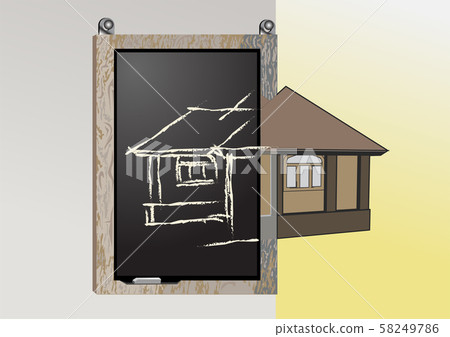 blackboard with architectural project blackboard with architectural project 58249786