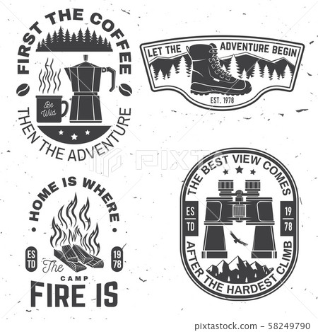 Set of outdoor adventure quotes symbol. Vector. Concept for shirt or logo, print, stamp or tee Set of outdoor adventure quotes symbol. Vector. Concept for shirt or logo, print, stamp or tee 58249790