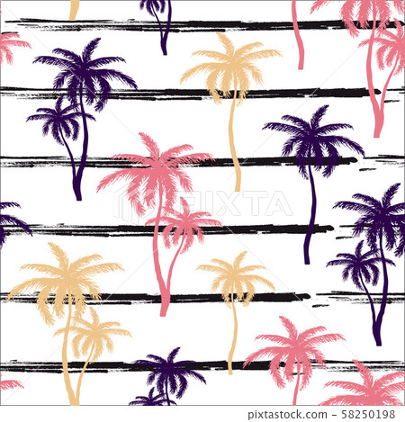 Seamless pattern with hand drawn palm 58250198
