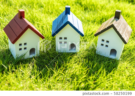 Fresh green house image, front view backlit, clear 58250199