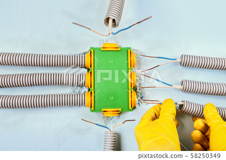 Electrical work, wiring installation services. 58250349