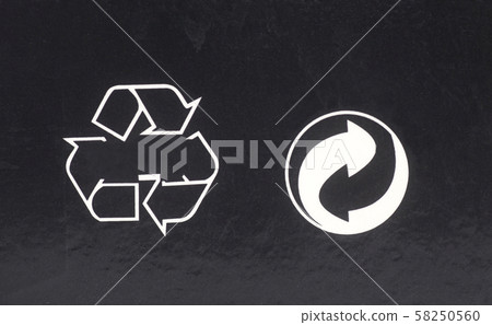 Recycle symbol on black Recycle symbol on black 58250560