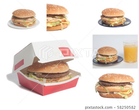 Delicious big hamburgers collage 58250582