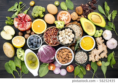 Ingredients for the healthy foods selection. The 58252435