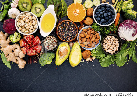 Ingredients for the healthy foods selection. The 58252443