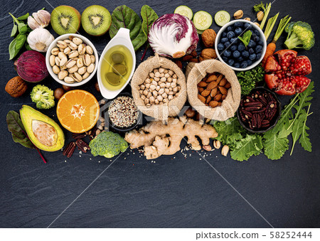 Ingredients for the healthy foods selection. The Ingredients for the healthy foods selection. The 58252444