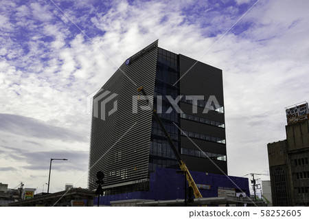 JR Takaoka Station, Kojo Park Exit (North Exit) Toyama Bank Building under construction (Takaoka City, Toyama Prefecture) 58252605