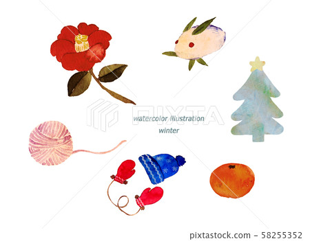 Watercolor material set winter Watercolor material set winter 58255352