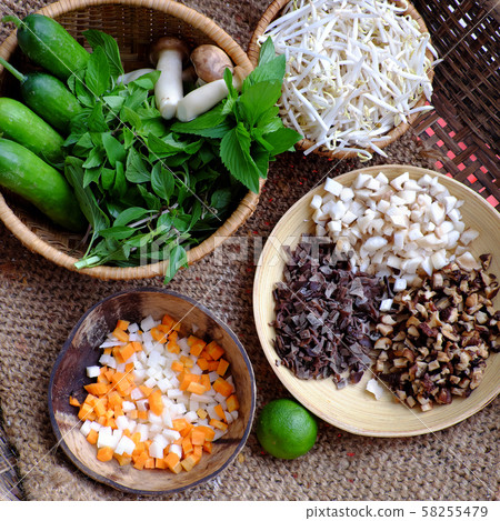 raw material for Vietnamese vegetarian steamed rice pancake or banh cuon raw material for Vietnamese vegetarian steamed rice pancake or banh cuon 58255479