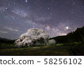 Kurobe Edhigan cherry tree and Milky Way 58256102