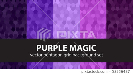 Pentagon pattern set Purple Magic. Vector seamless 58256487