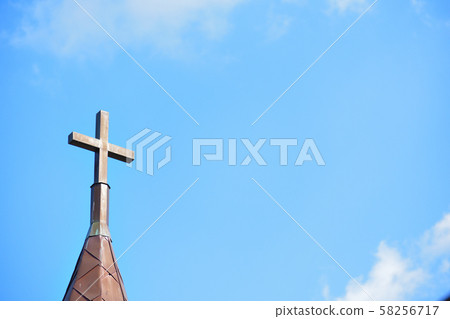 Cross of church and blue sky Cross of church and blue sky 58256717