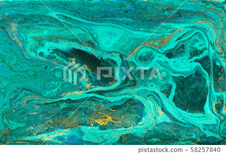 Green and gold ripple of agate background. Golden powder marble texture. Green and gold ripple of agate background. Golden powder marble texture. 58257840