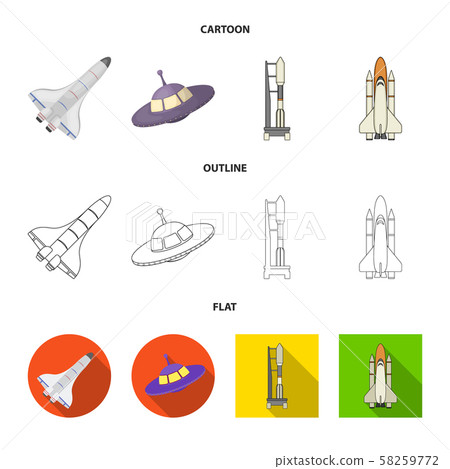 Vector illustration of spaceship and ship sign.... - Stock Illustration ...