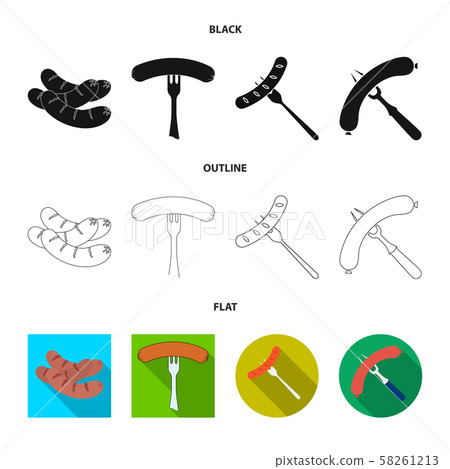 Isolated object of sausage and party sign. Collection of sausage and german stock vector 58261213