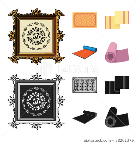 Vector design of carpet and persian sign. Collection of carpet and border stock vector illustration. 58261379