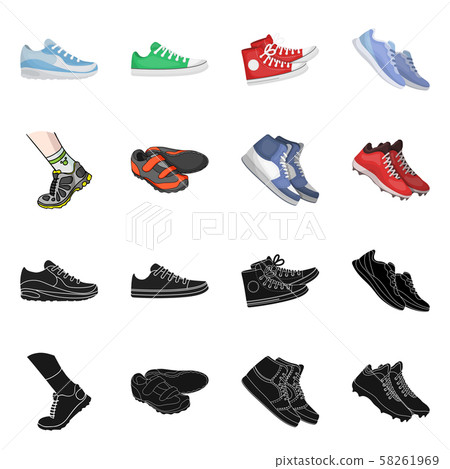 Isolated object of shoe and sport sign. Collection of shoe and fitness stock symbol for web. 58261969