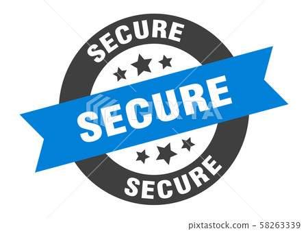 secure sign. secure blue-black round ribbon 58263339