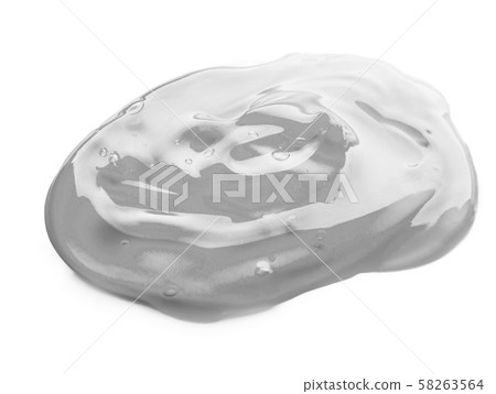 Squeezed cosmetic clear cream gel texture Iisolated on white background. Close up photo of 58263564