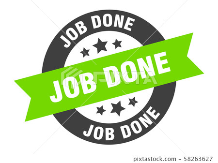 job done sign. job done black-green round ribbon 58263627