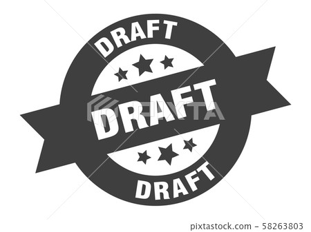 draft sign. draft black round ribbon sticker - Stock Illustration ...