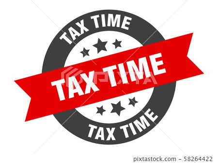 tax time sign. tax time black-red round ribbon tax time sign. tax time black-red round ribbon 58264422