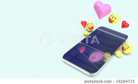The smartphone  emotion icon 3d rendering image for  social media concept. 58264715