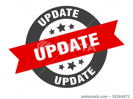 update sign. update black-red round ribbon sticker - Stock Illustration ...