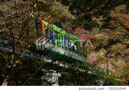 A cable car seen from the mountain trail (Isaka) in Isehara, Kanagawa Prefecture 58265044