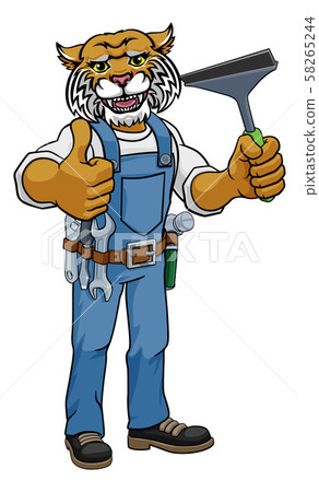 Wildcat Car Or Window Cleaner Holding Squeegee Wildcat Car Or Window Cleaner Holding Squeegee 58265244