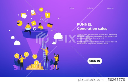 Leads generation landing page. Increasing customers web page template, inbound marketing concept Leads generation landing page. Increasing customers web page template, inbound marketing concept 58265778