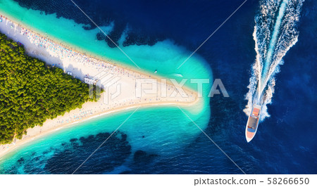 Croatia, Hvar island, Bol. Aerial view at the Zlatni Rat. Croatia, Hvar island, Bol. Aerial view at the Zlatni Rat. 58266650