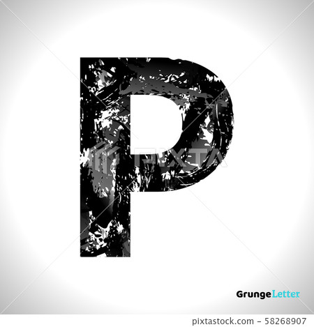 Grunge Vector Letter P. Black Font Sketch Style Symbol Grunge Vector Letter P. Black Font Sketch Style Symbol 58268907
