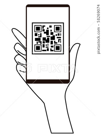 QR code smartphone screen payment hand icon vector illustration 58269074