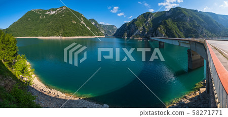 Piva Lake (Pivsko Jezero) view in Montenegro. 58271771