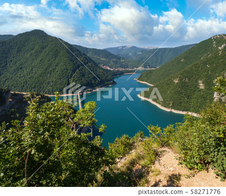Piva Lake (Pivsko Jezero) view in Montenegro. 58271776