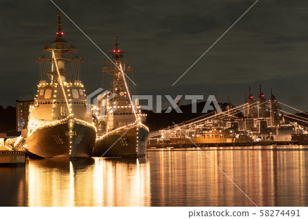 Yokosuka military port night view Yokosuka military port night view 58274491